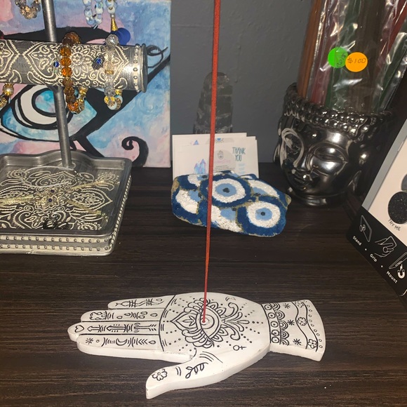 Hand incense holder w/ incense stick. - Picture 2 of 5